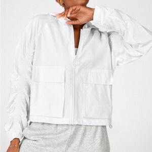 Fabletics Norah Track Jacket White Hooded Zip-Front Women's Jacket